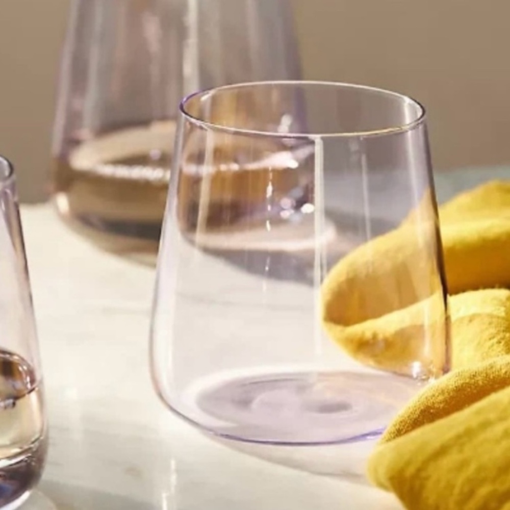 Anthropologie "Set of Morgan Stemless wine glasses in Lilac" New in Box NWT - Picture 2 of 11